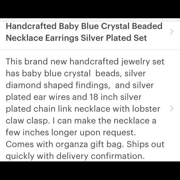 Baby blue beaded geometric necklace earrings set - Picture 4 of 4